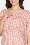 Coucou Maternity Woven Mid Calf Length Loungewear Dress With Front Open Button - Beech Wood — thumbnail 5